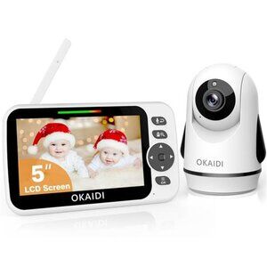 Video Baby Monitor with Camera and Audio, 5" Display Baby Monitor No WiFi